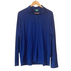 United Colors of Benetton Navy Mens merino wool 1/4 zip shirt size Large